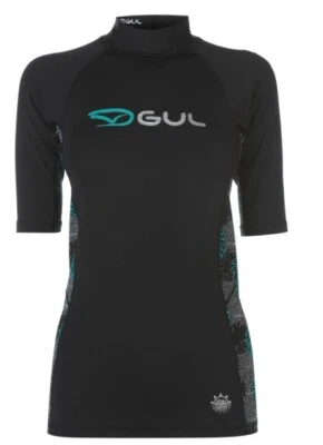 GUL Damen unter Neopren kurzarm Ausschlagsweste Schwimm Sonnen shirt Schwarz