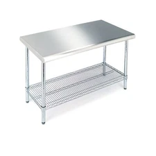 Seville Classics Stainless Commercial-Grade Work Table Steel Wire Shelf Kitch...