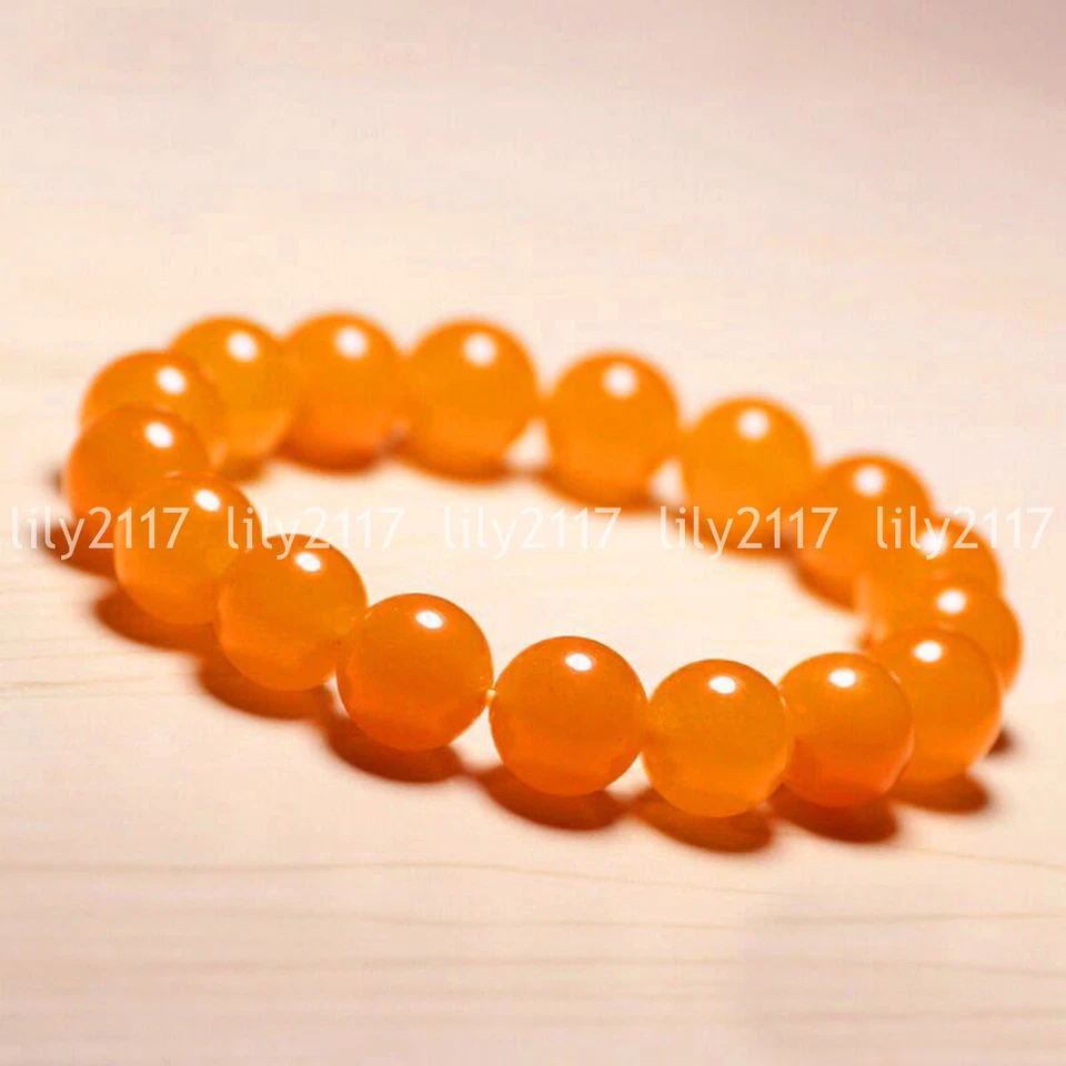 Natural 6/8/10/12mm Topaz Jade Gemstone Round Beads Bangle Bracelet 7.5" AA - Image 3 of 4