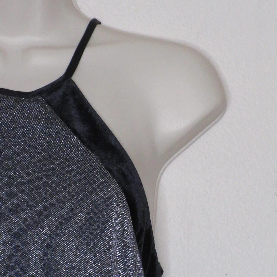 Maxi Vestido Dawn Joy Para Mujer Vintage Años 90 Estilo Halter Plateado Metálico 9/10 B54 Foto 4 de 4