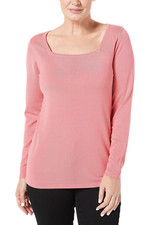 Belle by Kim Gravel Feather Knit Square Neck Sweater Guava