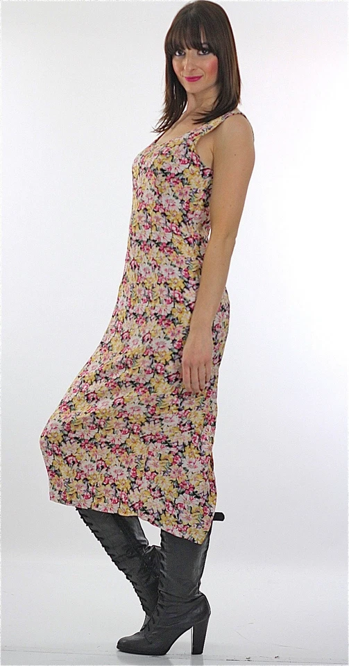 Vestido grunge vintage años 90 cottagecore estampado floral pradera midi vestido de verano Foto 4 de 4