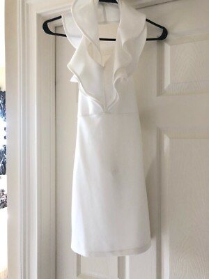 white ruffle bodycon dress Cupid's Bow Ruffle Shoulder Bodycon Dress White