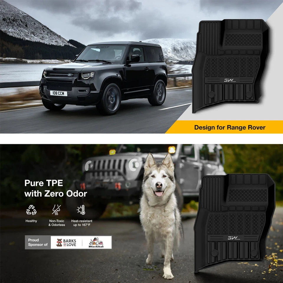 3W Liner 2 Row Floor Mats & Cargo Liner For 2019-2023 Range Rover Defender 110 - Imagem 2 de 4