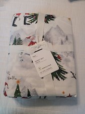 Pottery Barn Jolly Santa Sheet Set Full Size New as Shown 