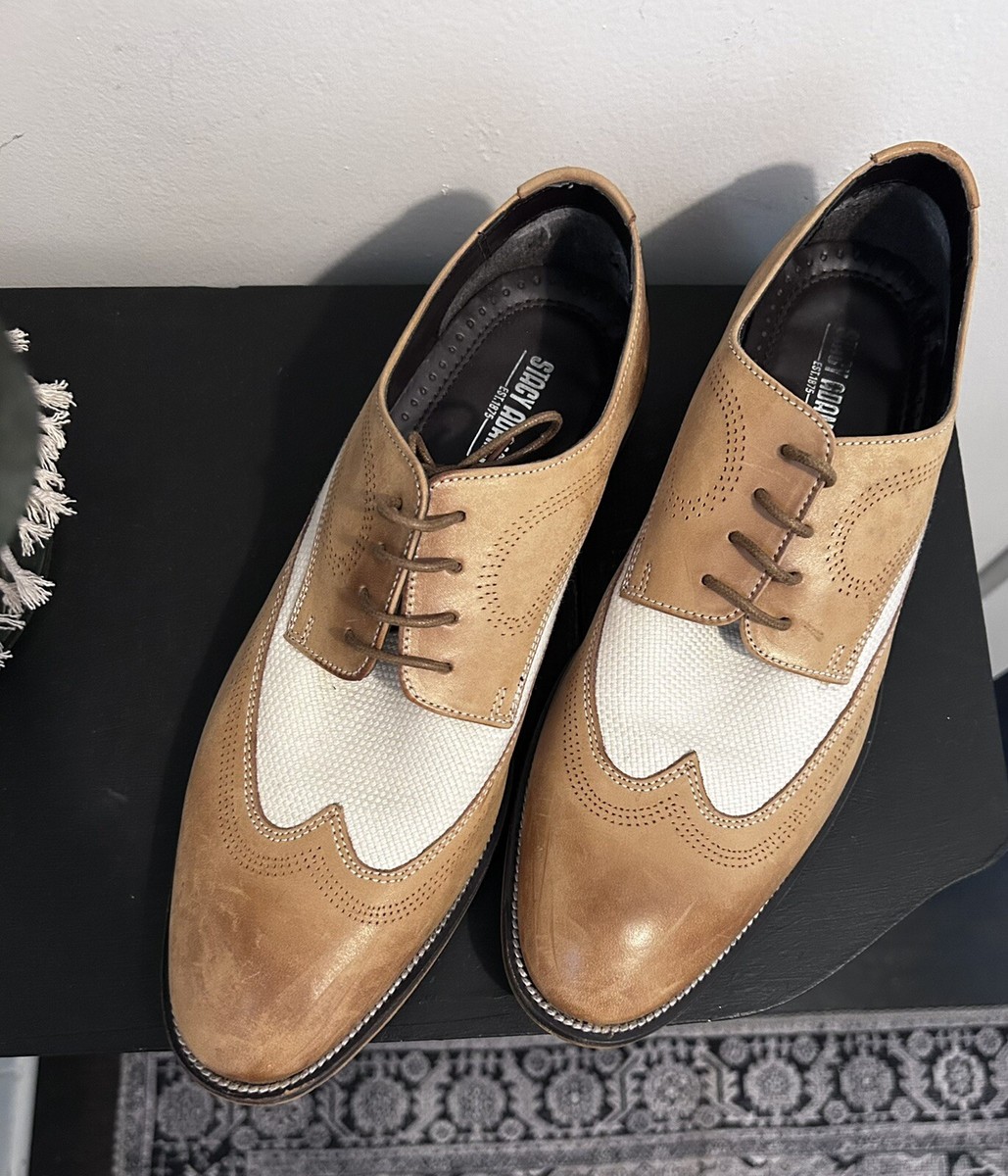 Stacy Adams Roulette Oxford Taupe Leather Wingtip Shoes Mens  display picture 3