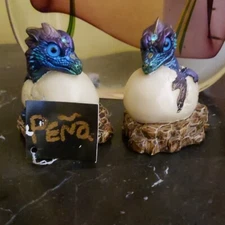  Windstone Editions Pair Baby Dragon Hatching Egg Pena 84 Peacock