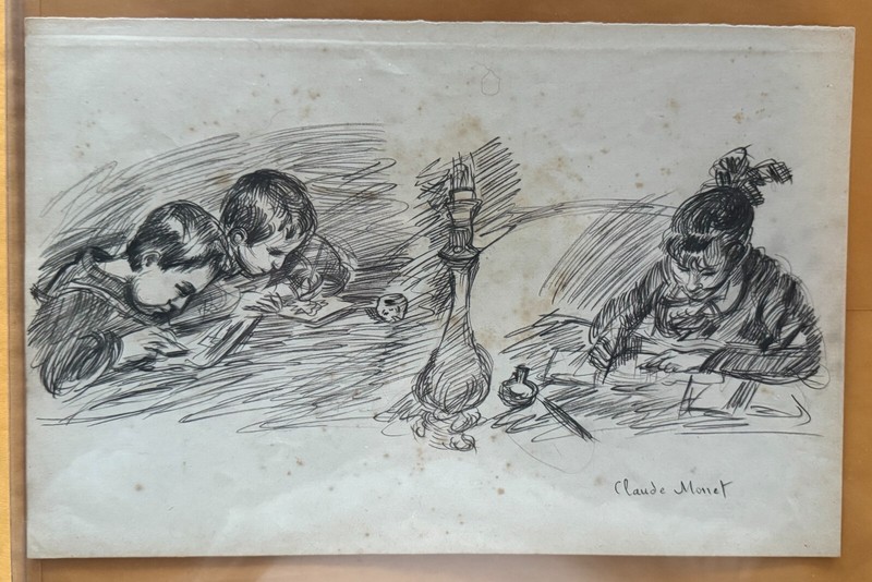 Claude Monet Unknown Origin Sketch with Stamps on Verso
