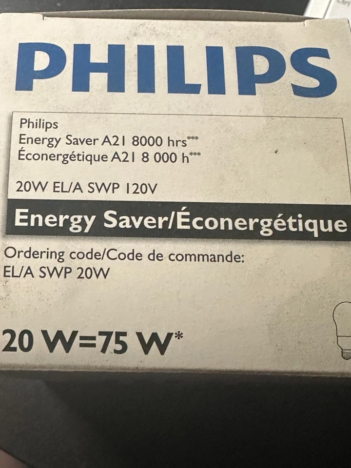 PHILIPS 20W 120V A21 CFL, Warm White CASE OF 6 - Image 2 of 3