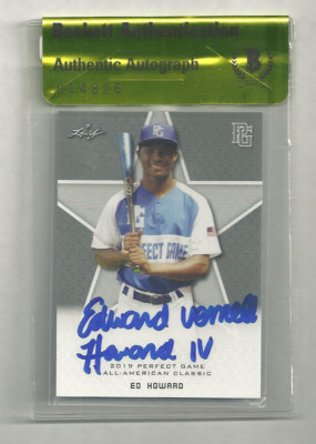 RARE Ed Howard FULL NAME Signed 2019 Leaf Perfect Game Classic RC ...