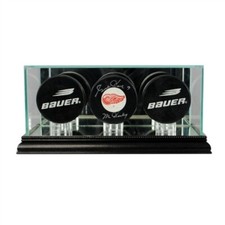 Triple Hockey Puck Display Case - UV Protected Glass