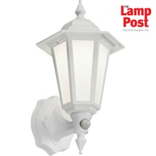 Image of Knightsbridge LANT2W Outdoor LED Wall Porch Lantern Light with PIR Sensor White