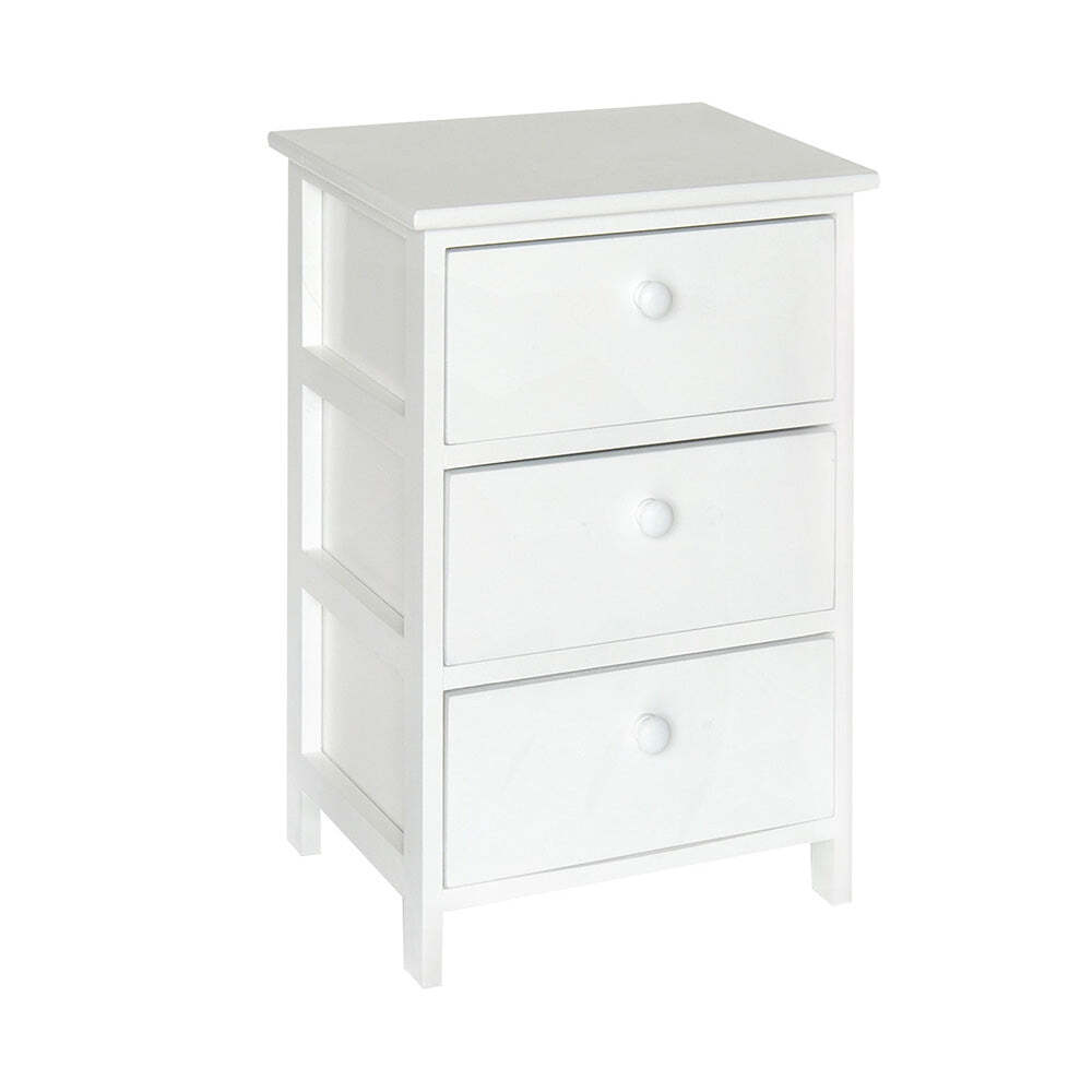 Cassetiera con 3 Cassetti in Legno Paulownia Bianco Fadi