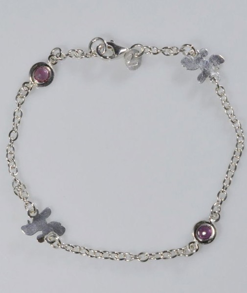Armband 2 Edelsteine Mit Puppy Pudel Mit NatüRlichen Rubinen 925 Sterling Silber-image
