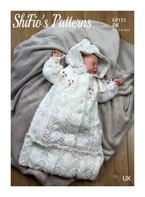 Strickanleitungen für Baby, Strick Schlafsack Muster mit Kapuze, DK, KP151