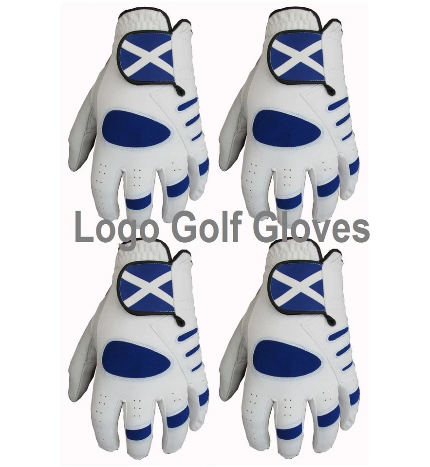 LOGO GOLF 4 Golfhandschuhe Cabretta Leder Handfläche Schottland Logo 5 Größen Small Medium Large XL