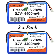 (2-Pack) 3.7V 4400mAh Rechargeable Li-ion Battery Pack with JST-PH2.0 2P Plug