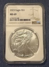 2023 American Silver Eagle NGC MS 69 — 1 oz .999 Fine Silver Lot Of 3