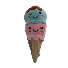 Walmart Plush Ice Cream Cone Toy For Kids - Pink Blue Smiling Scoops 10" Fun
