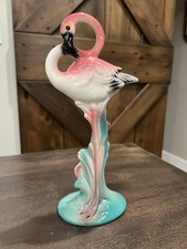 Vintage Art Deco MCM Pink Flamingo Ceramic Figurine 9.25