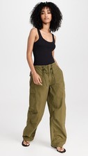 NILI LOTAN Lison Oversized Cargo Utility Pocket Drawstring Pants Army Green / S