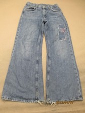 Zara Size 13-14 164cm Girls Blue Denim Wide Leg Adjustable Waist Comfy Jeans 900