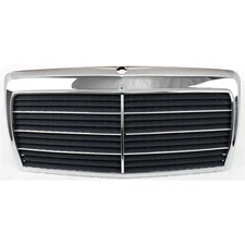 Grille For 86-93 Mercedes Benz 300E 90-93 300D Chrome Shell w/ Gray Insert
