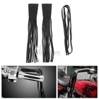 2x Motorcycle PU Leather Brake Clutch Lever Fringe Long Tassel grip For Harley