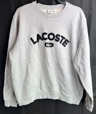 Lacoste Sweatshirt Men's XL Gray Spellout Logo Long Sleeve Crew Neck Pullover