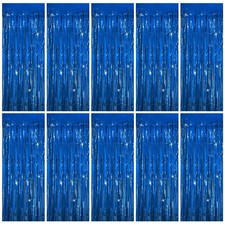 Tinsel Curtain Party Backdrop Blue Birthday Decorations 10 Packs Glitter Foil...