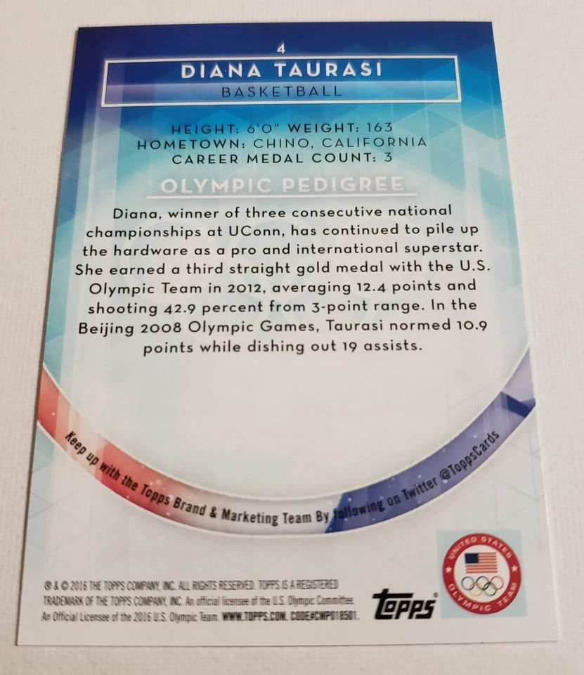 2016 Topps Team US - Diana Taurasi #4 - Image 2 of 2
