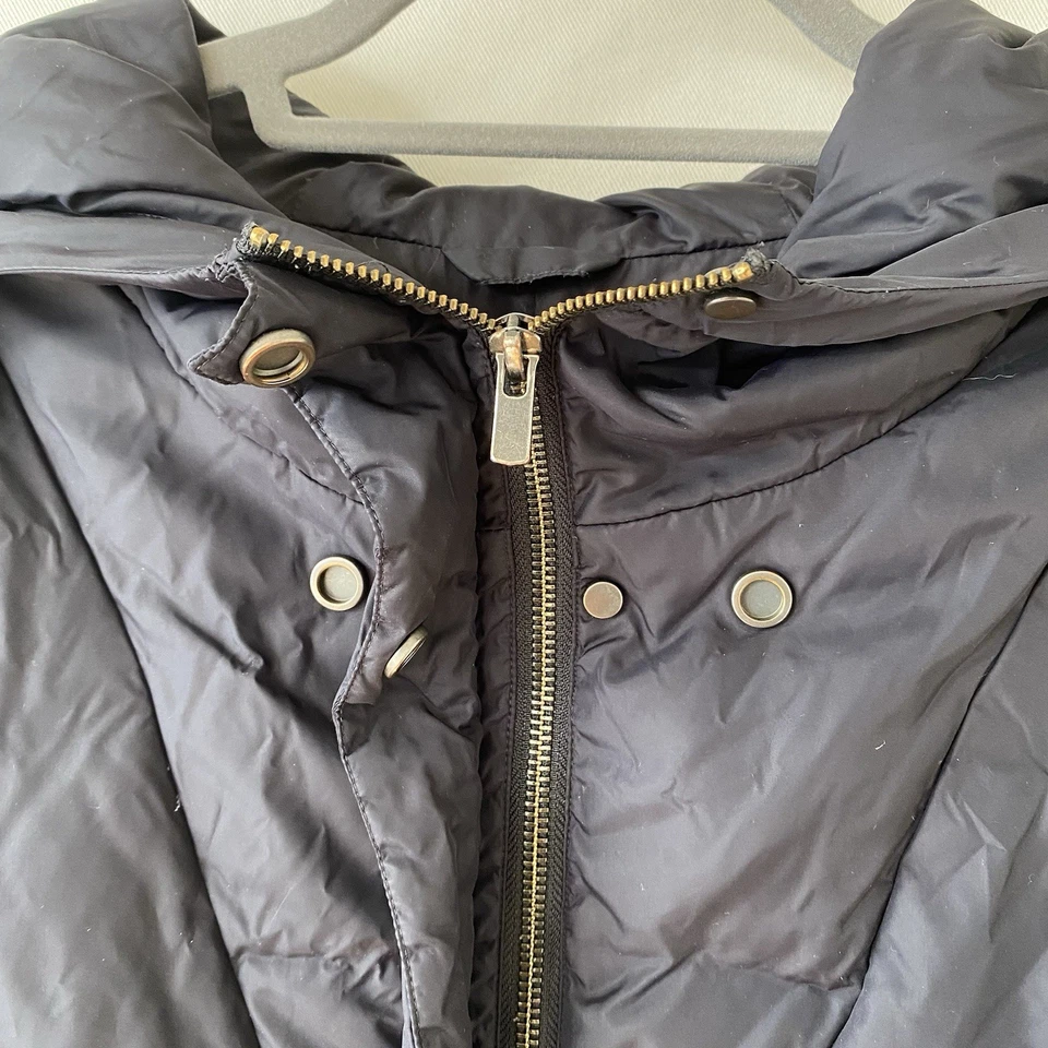 Chaqueta acolchada de plumón de ganso Eileen Fisher abrigo cremallera broches de presión buena negra grande nailon Foto 3 de 4