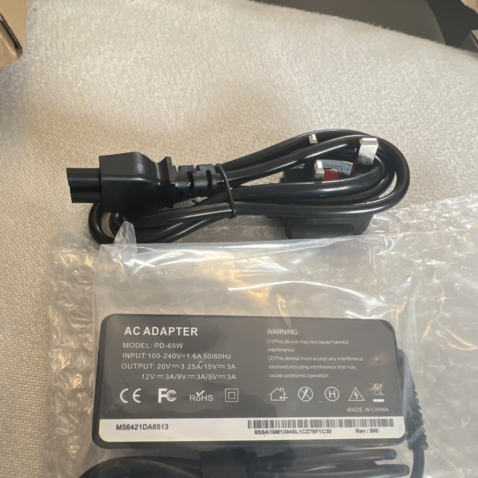 PD-65W 65W USB-C AC Power Adapter - Universal, 20V 3.25A, Black image 4
