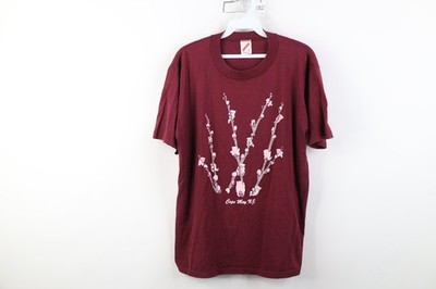 Vtg 90s Streetwear Womens Large Faded Cherry Blossom Tree Cat Kitten T-Shirt USA