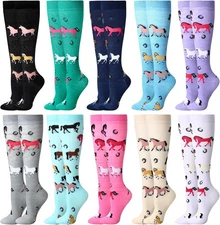 10 Pairs Horse Socks for Women Riding Knee High Equestrian Socks... 