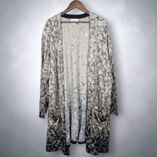 Belle by Kim Gravel Giraffe Animal Print Open Cardigan Sweater Sz 2X