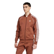 adidas Originals Superstar Track Jacket Brown Trefoil Full Zip Mens Retro Top