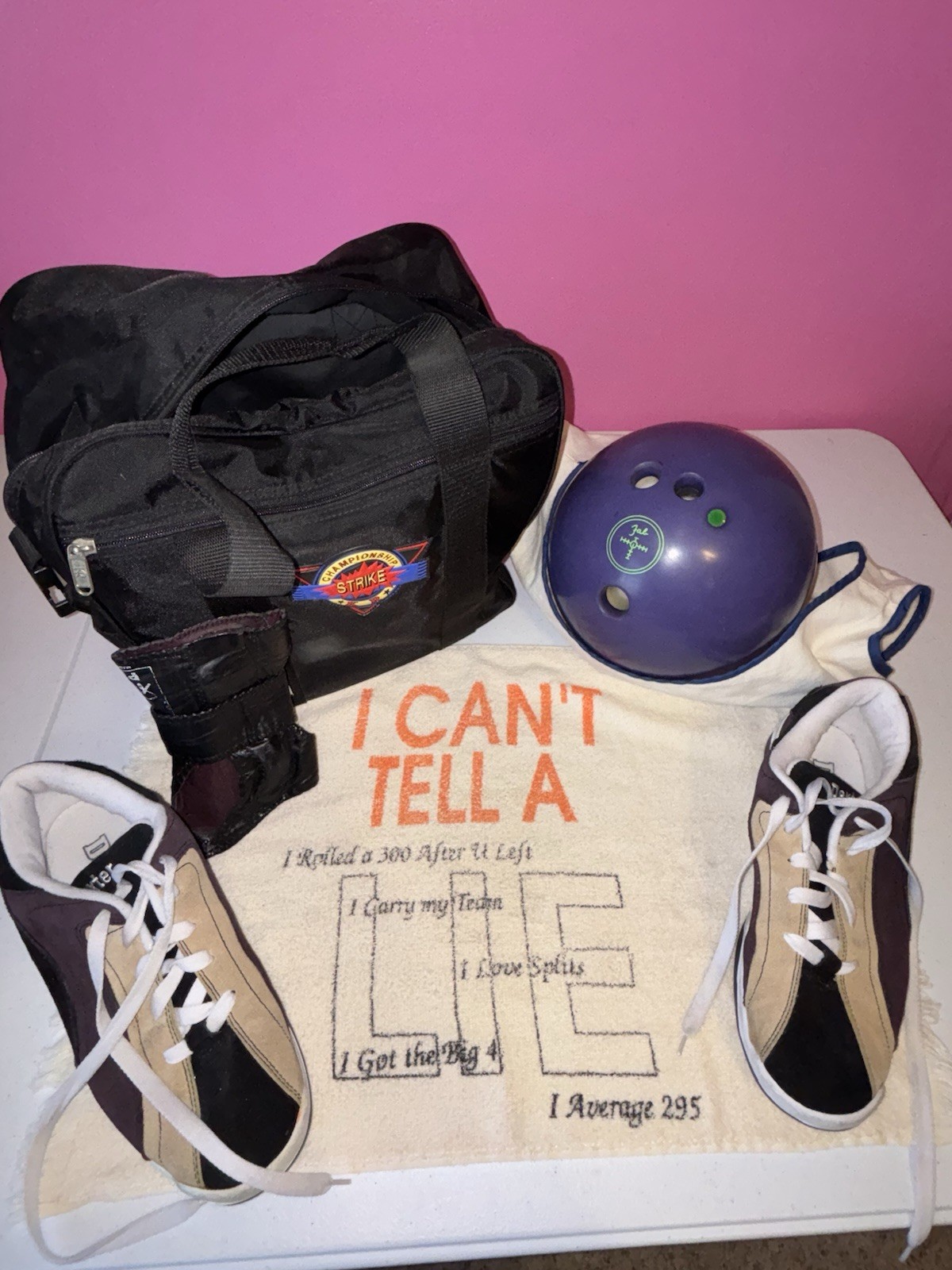 Bowling Ball, Bag, Shoes, Wrist Support, Towel And Sling