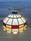 VTG 1970s Stained Glass Hanging Bar Tiffany Style Ceiling Lamp Shade 16x11.5”