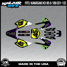 Kalair GFX Graphics Kit for Kawasaki KX85 KX100 (2001-2013)  Division-GreenPurp