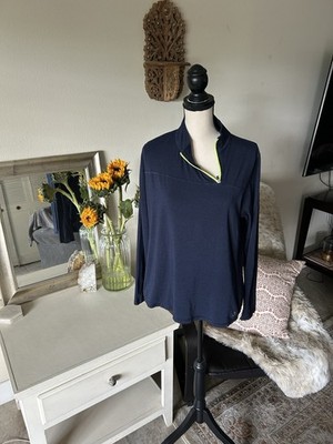 Tasc Performance Bamboo Organic Cotton Navy 1/4 Zip Pullover Women s Top XL
