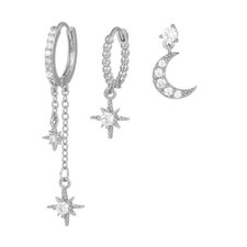 Silver Plated Earring Sets for Women Dainty Stud Huggie Hoop Earrings for Multip