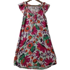Hatley Floral Dress Cap Sleeve V-Neck Button Front A-Line Size S