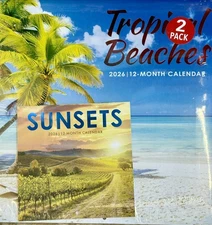 2026 TROPICAL BEACHES & SUNSETS  Wall Calendar + Mini Calendar 12 Month 2 Pack