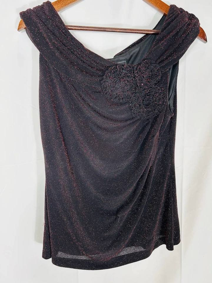 Винтажный Y2K красный черный блестящий сетки Топ 90-х ведьмы романтический готический вампир размер L - Изображение 3 из 4