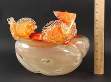 RARE Large 23-lb Vintage Italian Murano Art Glass GOLDFISH Fish Centerpiece Bowl