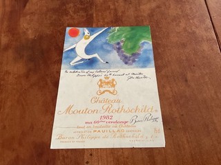 01 ÉTIQUETTE CHÂTEAU MOUTON ROTHSCHILD 1982 DECOLLEE