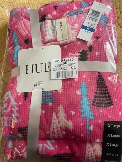 NUEVO XL $68 Tono ROSA Mujer Manga Larga Waffle Polar Juego de Pijama 2 Piezas Foto 2 de 3