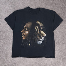 VTG Y2K Bob Marley Lion Reggae Music XL Black Short Sleeve T-Shirt