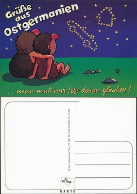 Scherzkarte Ostgermanien Neandertaler Haus Auto als Sternbild 1993